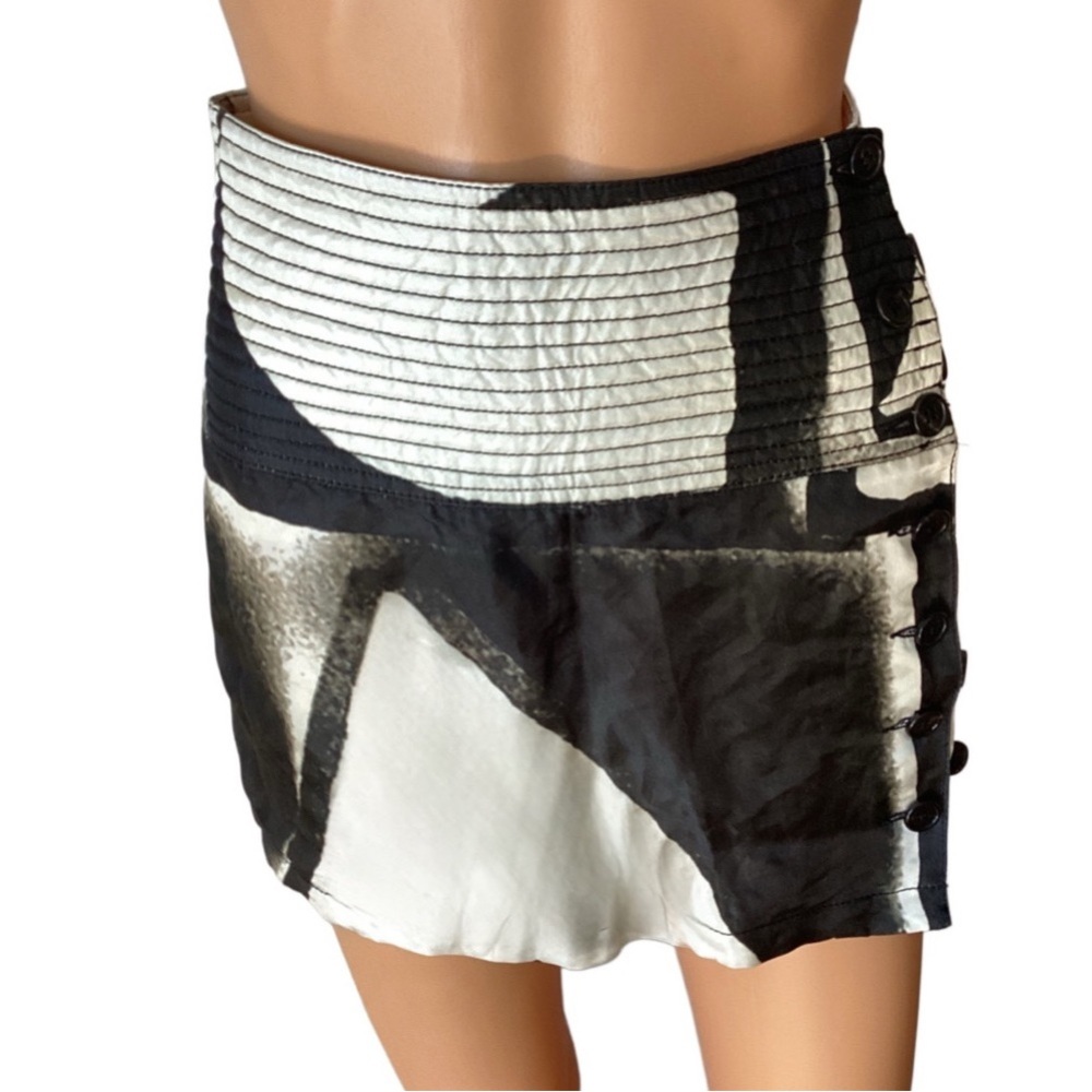 Ann Demeulemeester Black and White Abstract Pencil Skirt